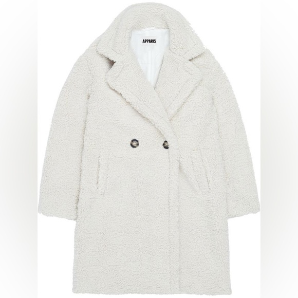 NWT Apparis Anouck Faux Shearling Fur Ivory Jacket 100% Recycled Poly Size Large - Picture 3 of 14